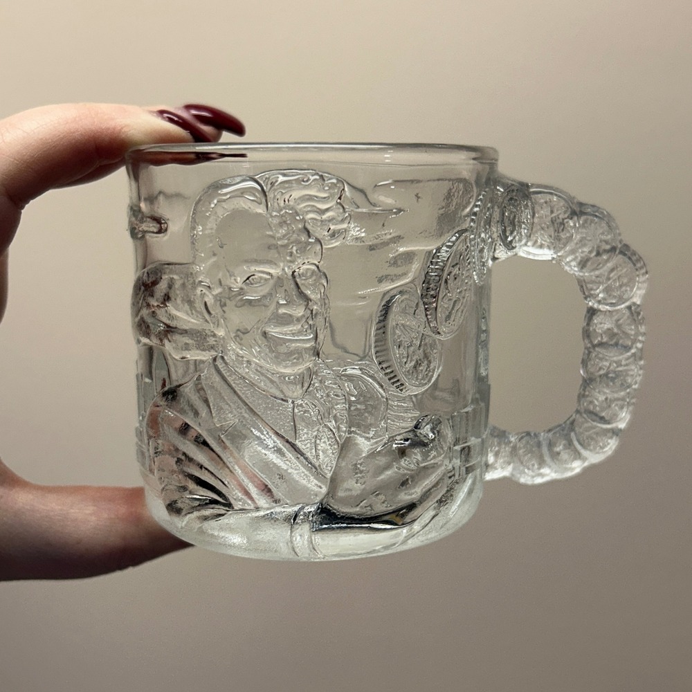 Vintage 1995 McDonalds Batman Forever Two-Face Glass Mug Embossed Made in France